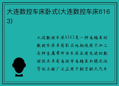 大连数控车床卧式(大连数控车床6163)